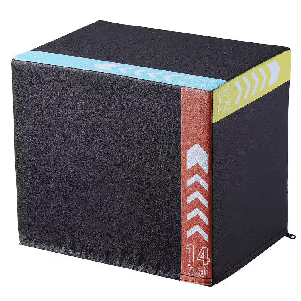 3 In. 1 Plyometric Jump Box 16/14/12 In. Cotton Plyo Box Platform and Jumping Agility Box Anti-Slip Fitness Exercise Box