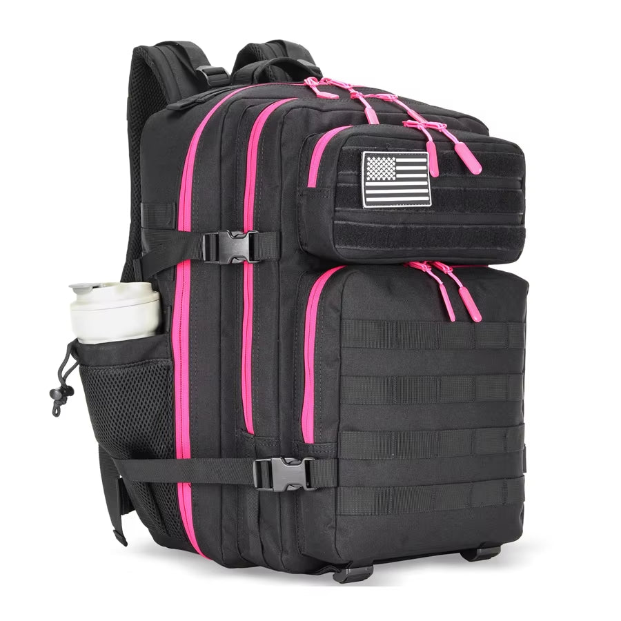 45L Tactical Backpack for Men and Women Large Athlete Gym Bag Outdoor Sports Hiking Survival Rucksack with Bottle Holder