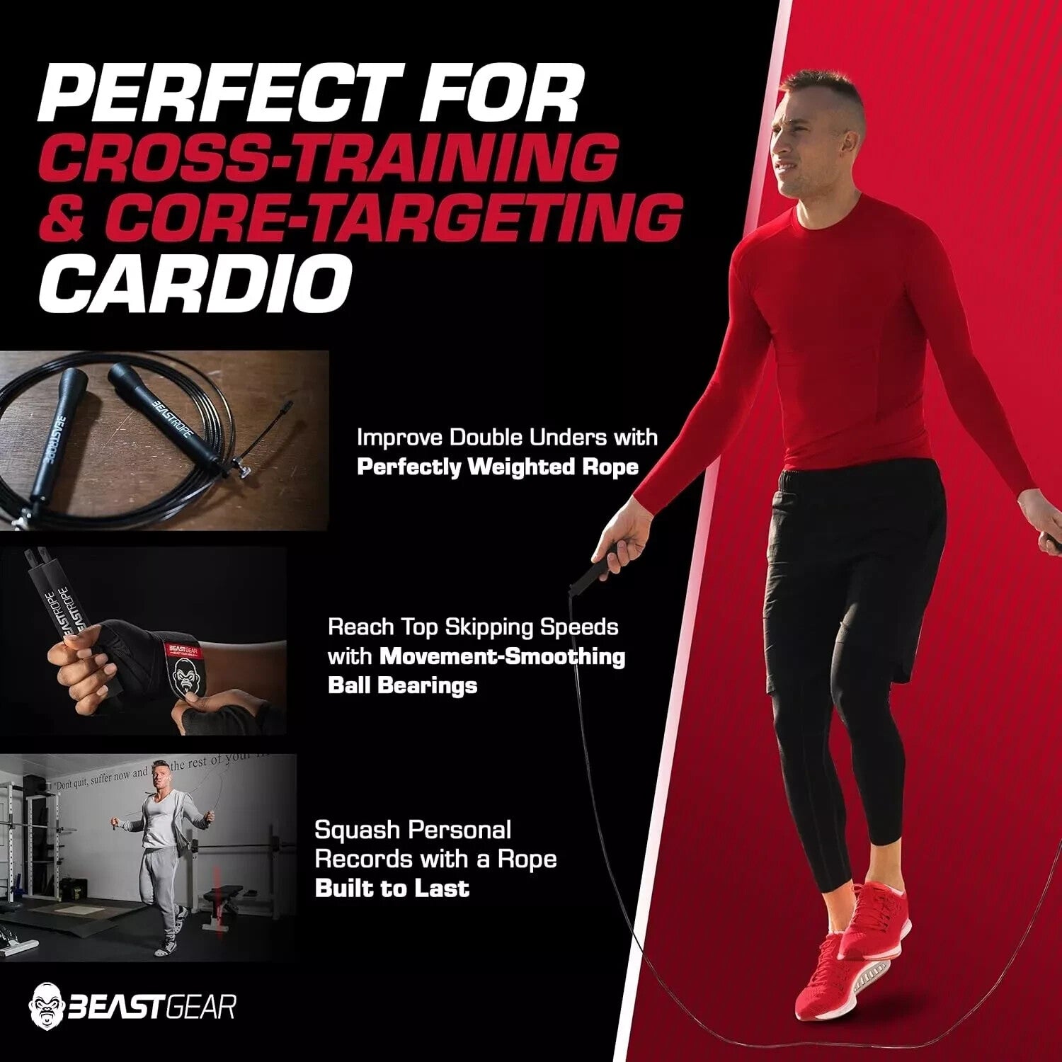 Skipping Rope Adult Boxing Speed Fitness Jump for MMA HIIT Workout PVC