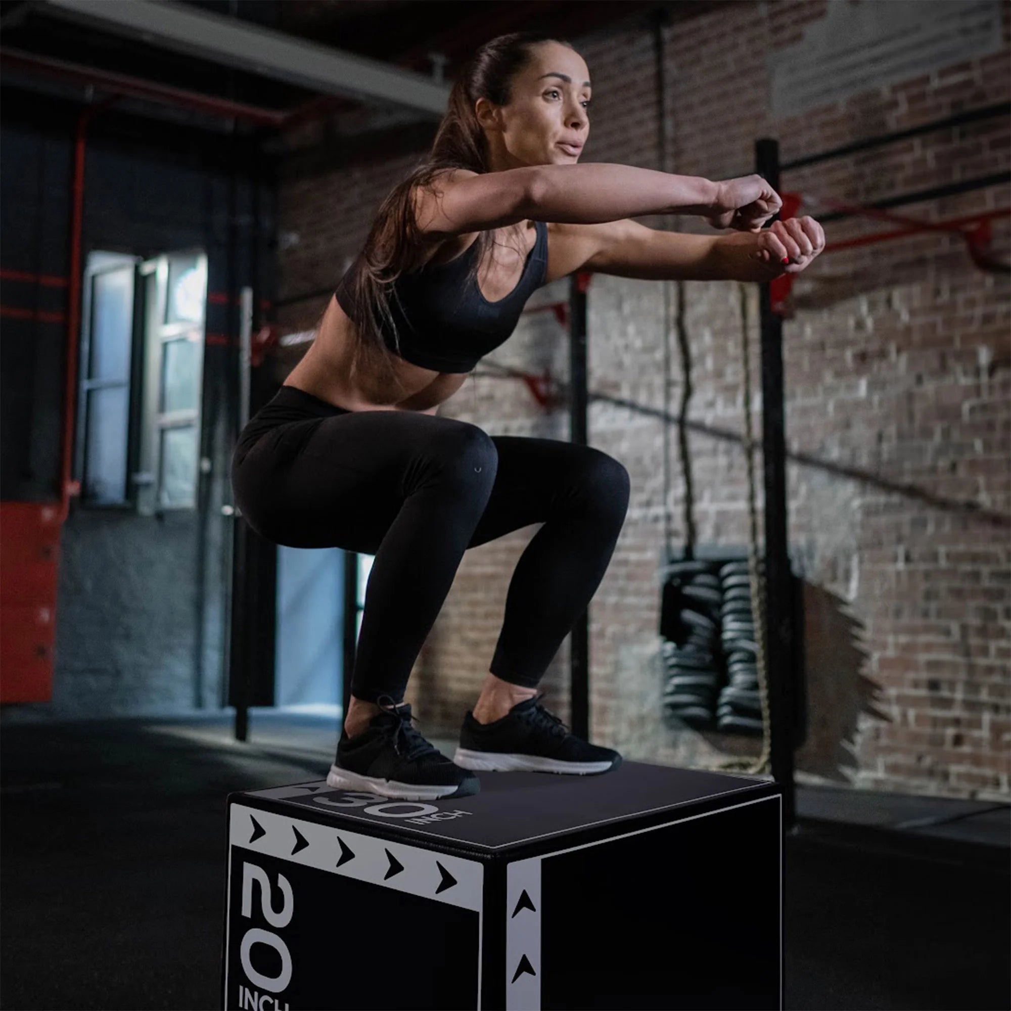 3-In-1 Rotatable Plyometric Jump Box, Jumping Exercise Trainer with anti Slip Surface & High Density Foam, Fitness Training, Easy to Clean, 20" × 24" × 30", 16LBS, Black/White
