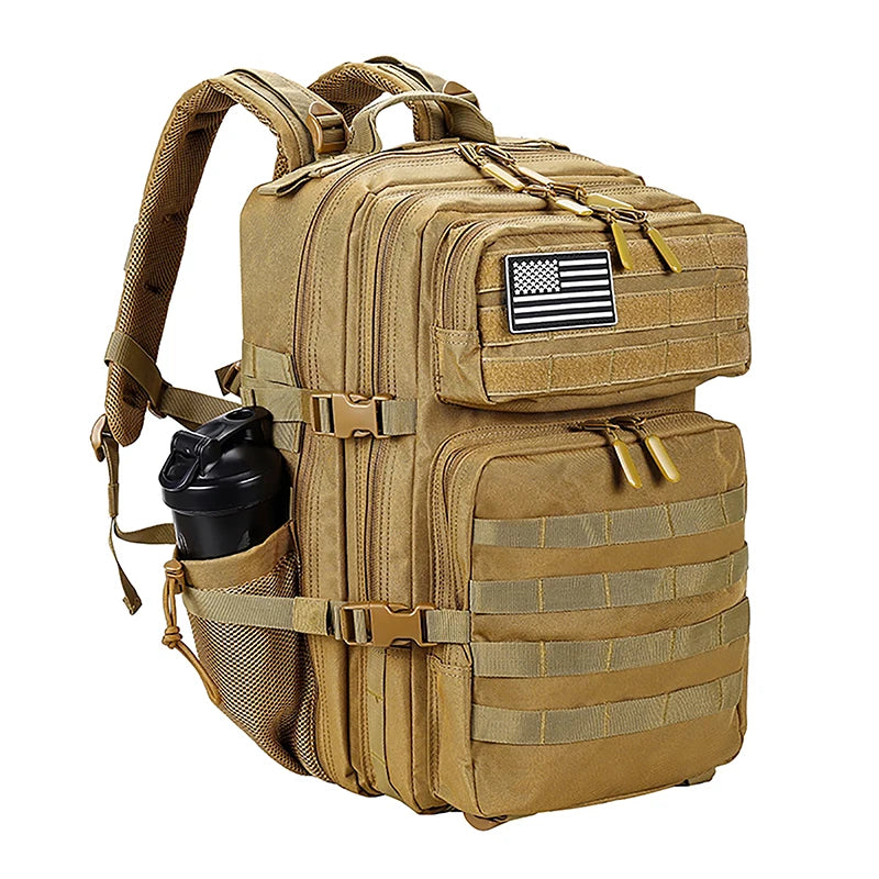 45L Tactical Backpack for Men and Women Large Athlete Gym Bag Outdoor Sports Hiking Survival Rucksack with Bottle Holder