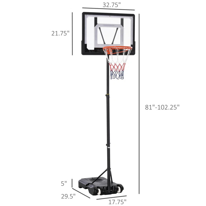 Height Adjustable 102.25" Outdoor Basketball Hoop