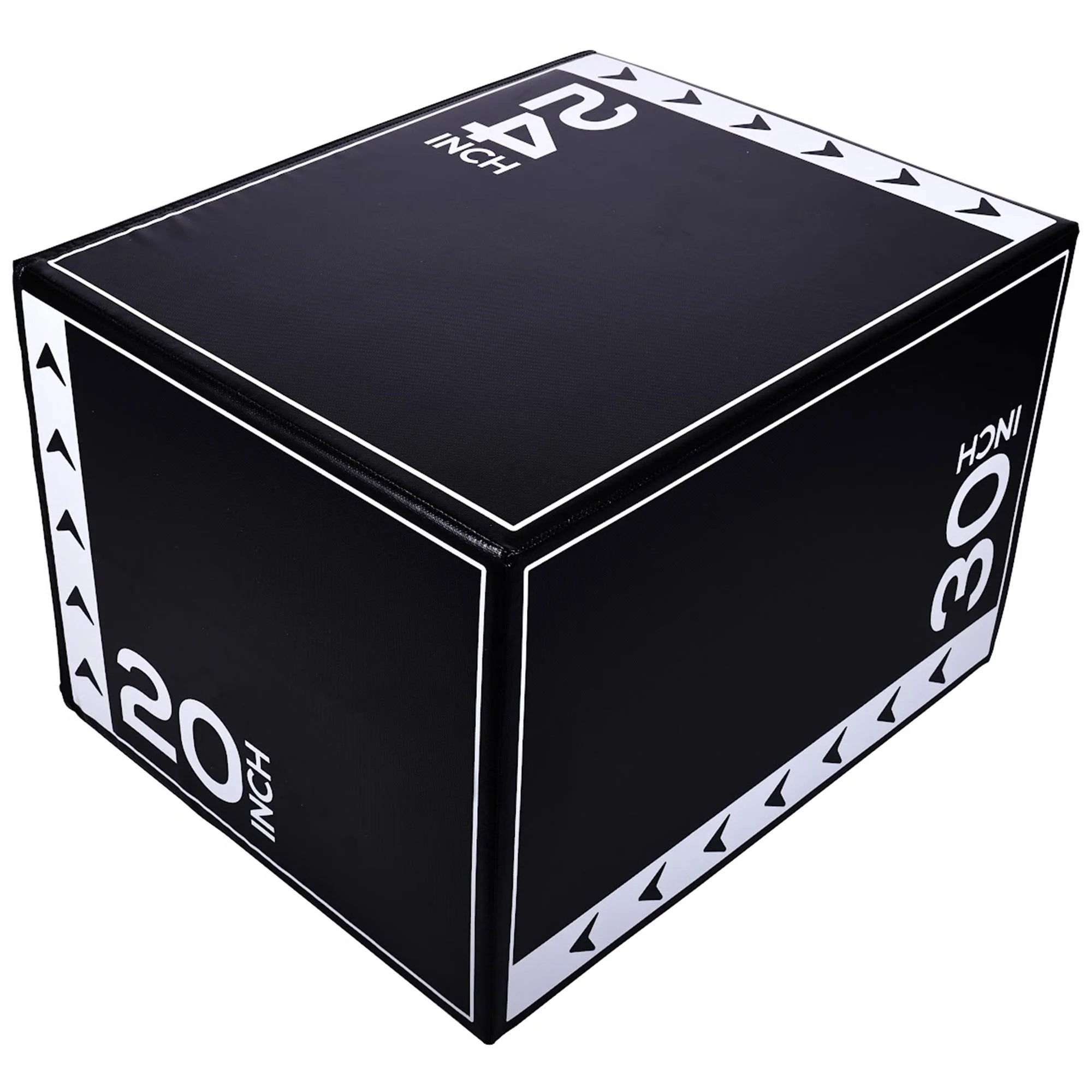 3-In-1 Rotatable Plyometric Jump Box, Jumping Exercise Trainer with anti Slip Surface & High Density Foam, Fitness Training, Easy to Clean, 20" × 24" × 30", 16LBS, Black/White