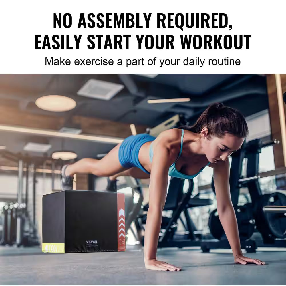 3 In. 1 Plyometric Jump Box 16/14/12 In. Cotton Plyo Box Platform and Jumping Agility Box Anti-Slip Fitness Exercise Box