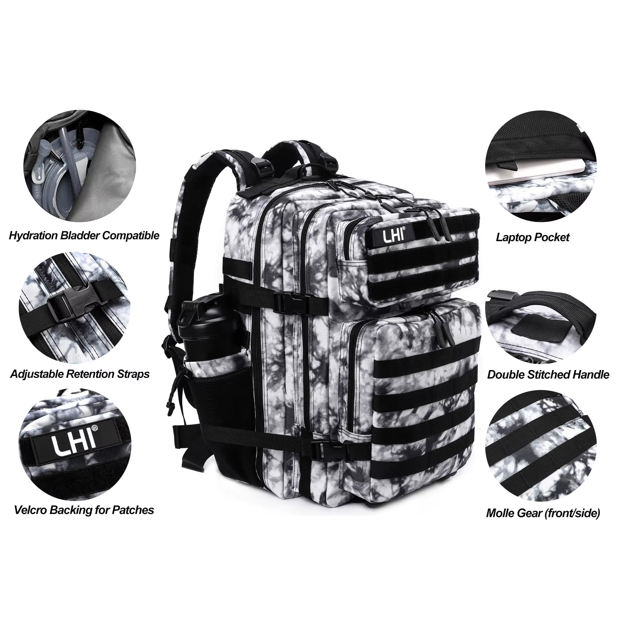 45L Tactical Backpack for Men and Women Large Athlete Gym Bag Outdoor Sports Hiking Survival Rucksack with Bottle Holder