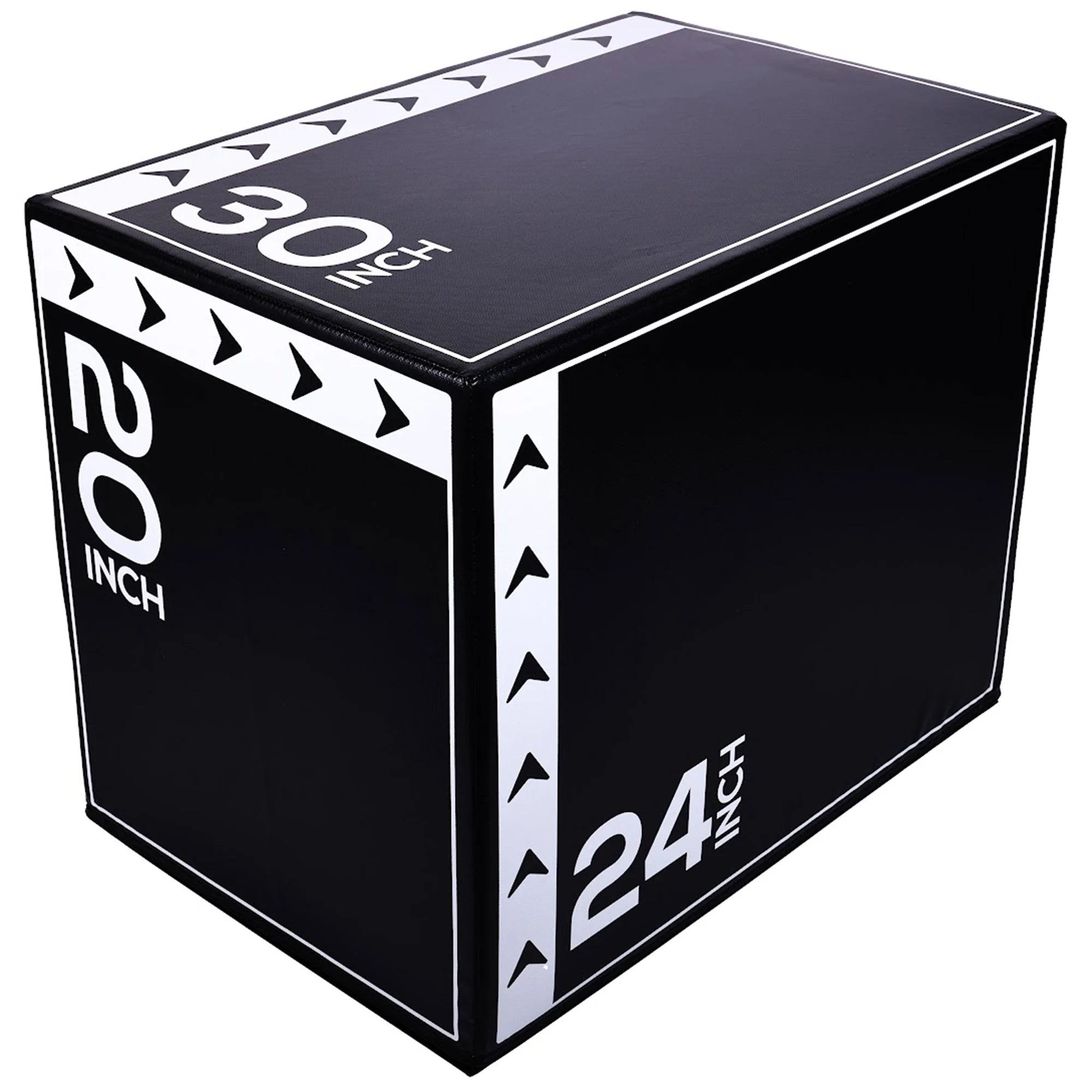 3-In-1 Rotatable Plyometric Jump Box, Jumping Exercise Trainer with anti Slip Surface & High Density Foam, Fitness Training, Easy to Clean, 20" × 24" × 30", 16LBS, Black/White