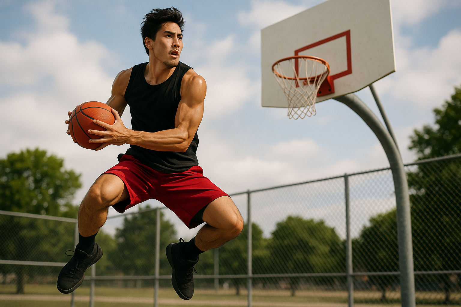 playing basketball jumping