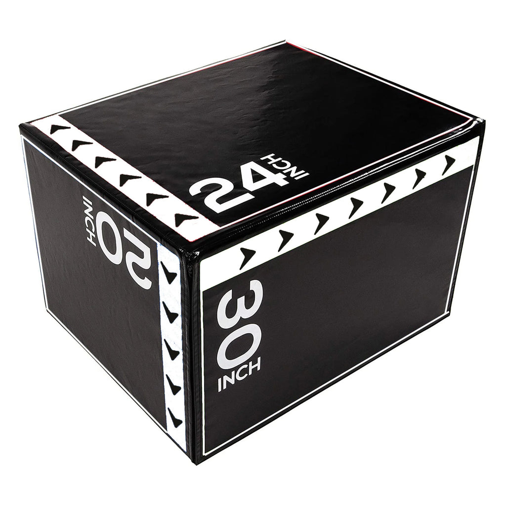 3-In-1 Rotatable Plyometric Jump Box, Jumping Exercise Trainer with anti Slip Surface & High Density Foam, Fitness Training, Easy to Clean, 20" × 24" × 30", 16LBS, Black/White