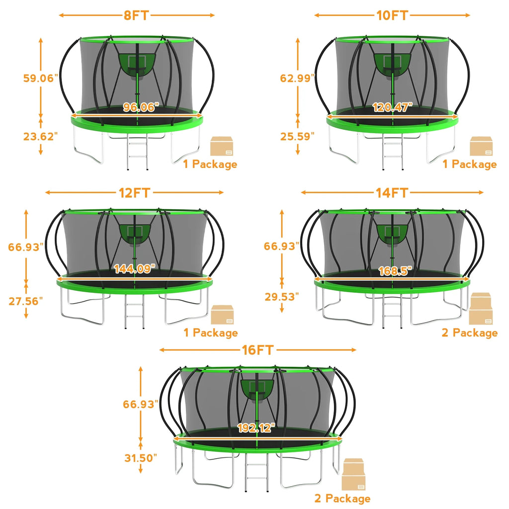 10FT Trampoline with Basketball Hoop, 1000LBS Heavy Duty Trampoline for Adults Capacity for 3-4 Kids, No Gap Design Backyard Trampoline with Enclosure Net, Ladder, a Ball, Green