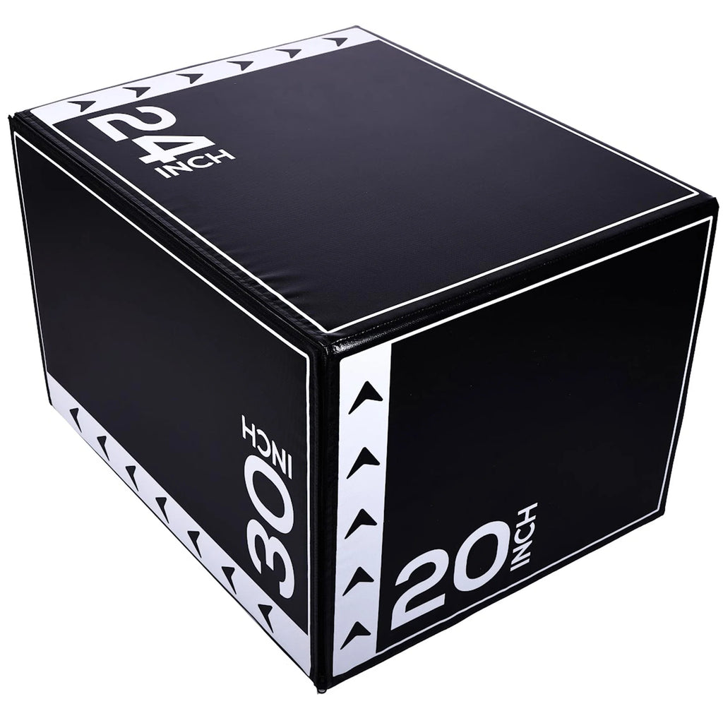 3-In-1 Rotatable Plyometric Jump Box, Jumping Exercise Trainer with anti Slip Surface & High Density Foam, Fitness Training, Easy to Clean, 20" × 24" × 30", 16LBS, Black/White