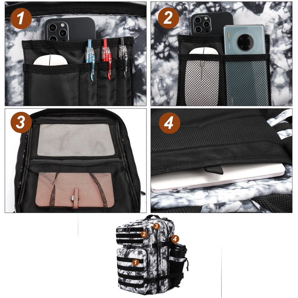45L Tactical Backpack for Men and Women Large Athlete Gym Bag Outdoor Sports Hiking Survival Rucksack with Bottle Holder