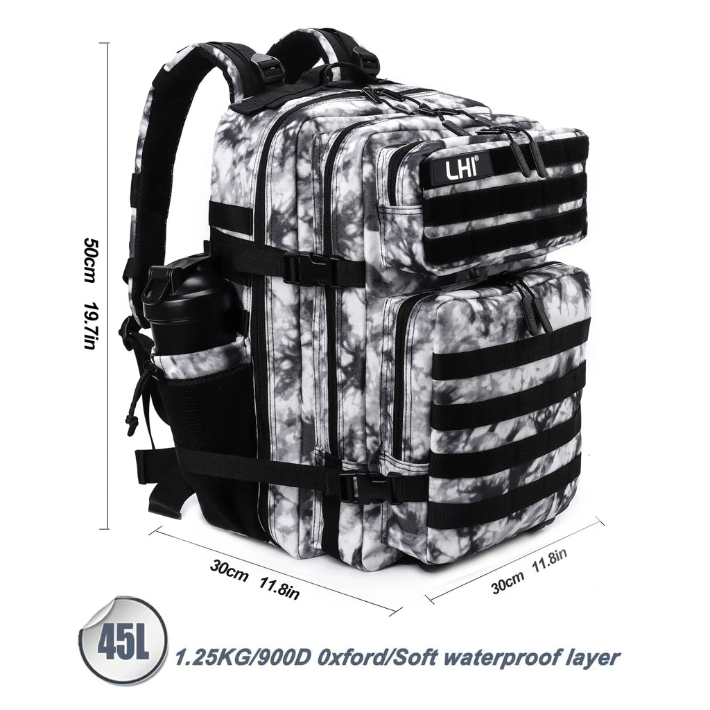 45L Tactical Backpack for Men and Women Large Athlete Gym Bag Outdoor Sports Hiking Survival Rucksack with Bottle Holder