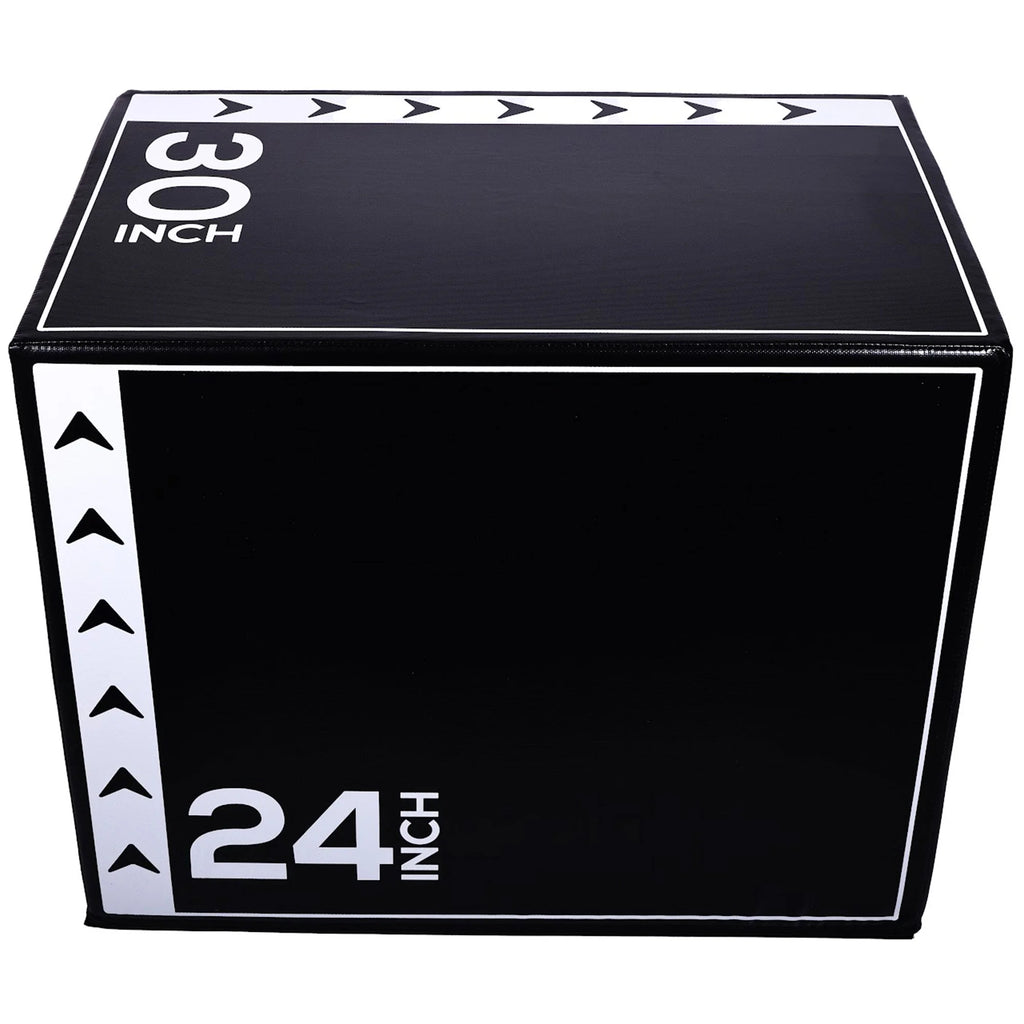 3-In-1 Rotatable Plyometric Jump Box, Jumping Exercise Trainer with anti Slip Surface & High Density Foam, Fitness Training, Easy to Clean, 20" × 24" × 30", 16LBS, Black/White