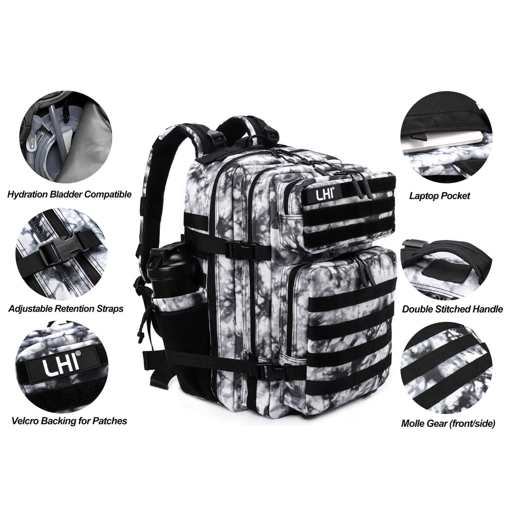 45L Tactical Backpack for Men and Women Large Athlete Gym Bag Outdoor Sports Hiking Survival Rucksack with Bottle Holder