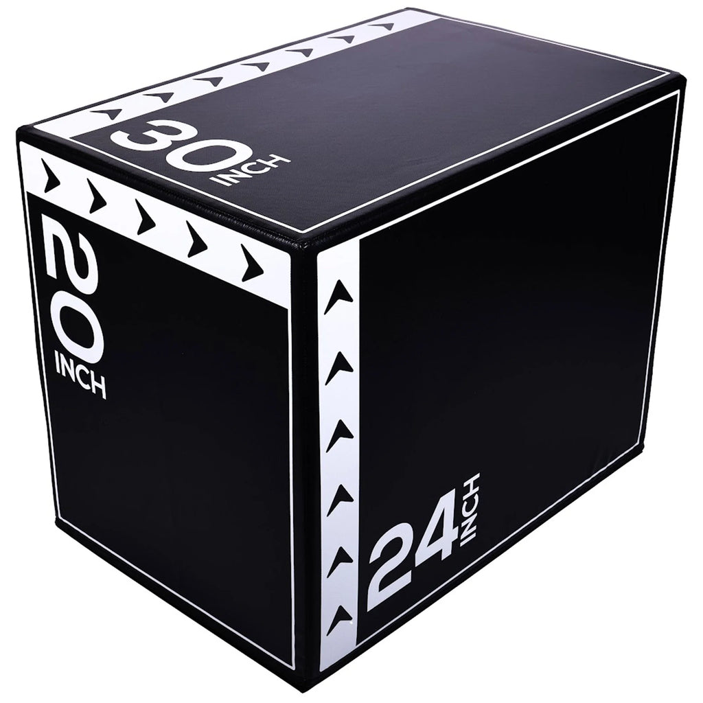 3-In-1 Rotatable Plyometric Jump Box, Jumping Exercise Trainer with anti Slip Surface & High Density Foam, Fitness Training, Easy to Clean, 20" × 24" × 30", 16LBS, Black/White